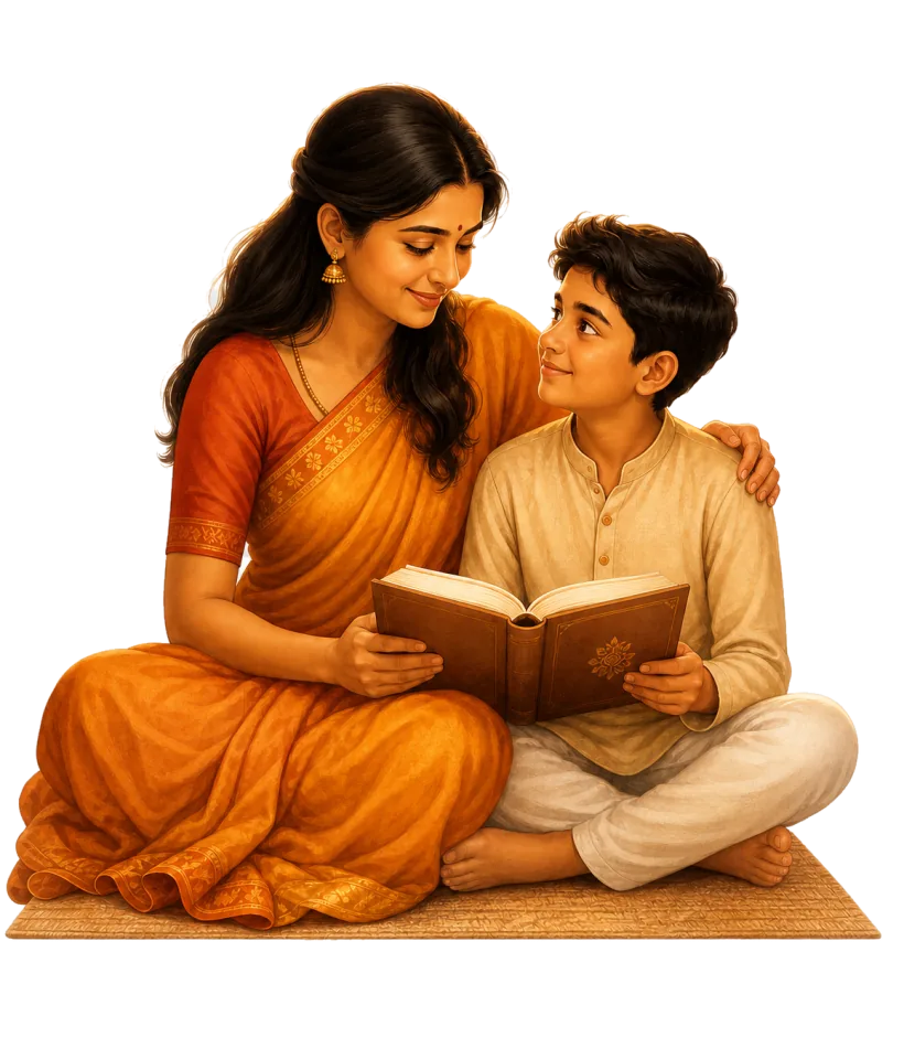 A family learning together with calm technology